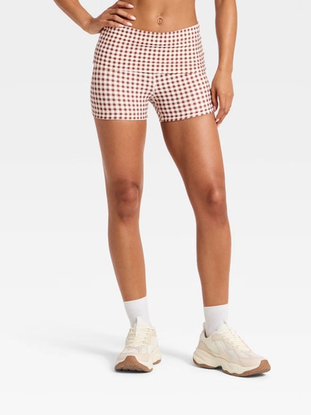 NWT JoyLab Tiktok Blogger Viral Brown Gingham Low-Rise Pullover Shorts Size L